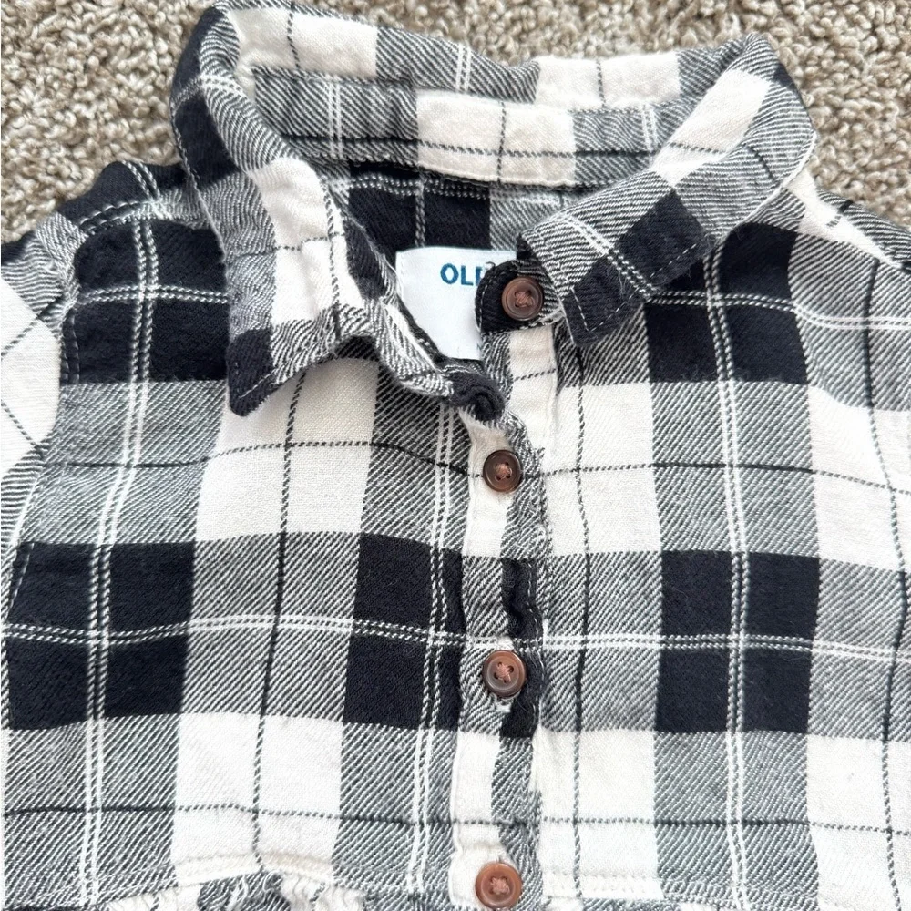 Old Navy Black & White Checkered Shirt  Dress Toddler Buffalo Plaid Dress 2T